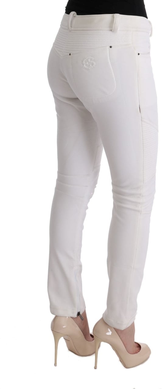 Ermanno Scervino White Cotton Slim Fit Casual Pants Wit