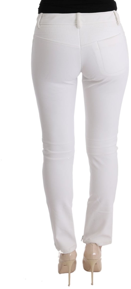 Ermanno Scervino White Cotton Slim Fit Casual Pants Wit