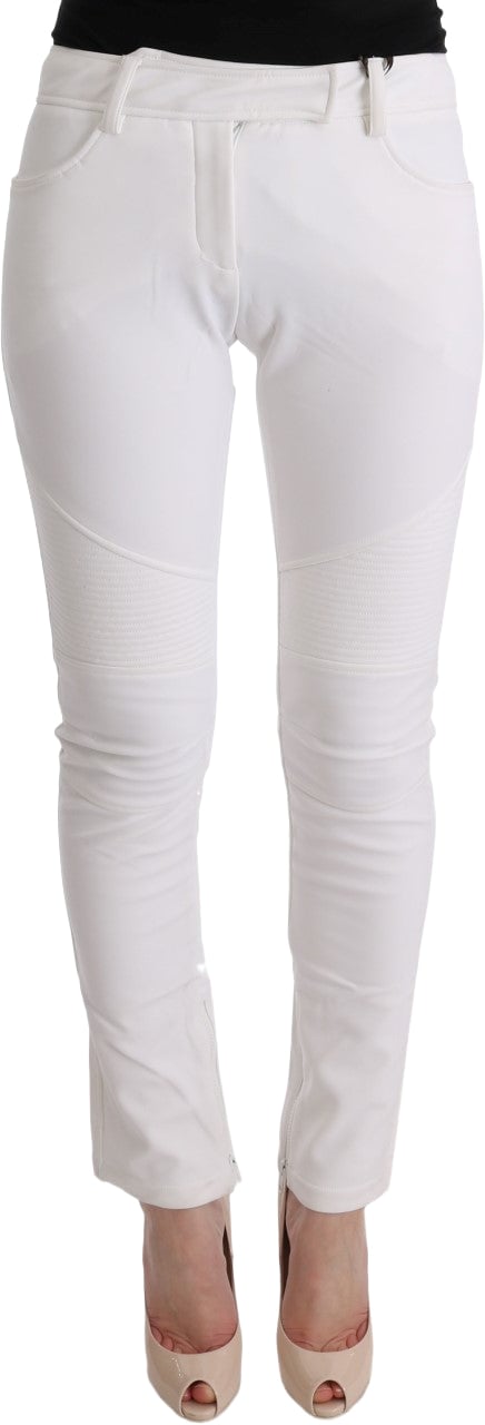Ermanno Scervino White Cotton Slim Fit Casual Pants Wit