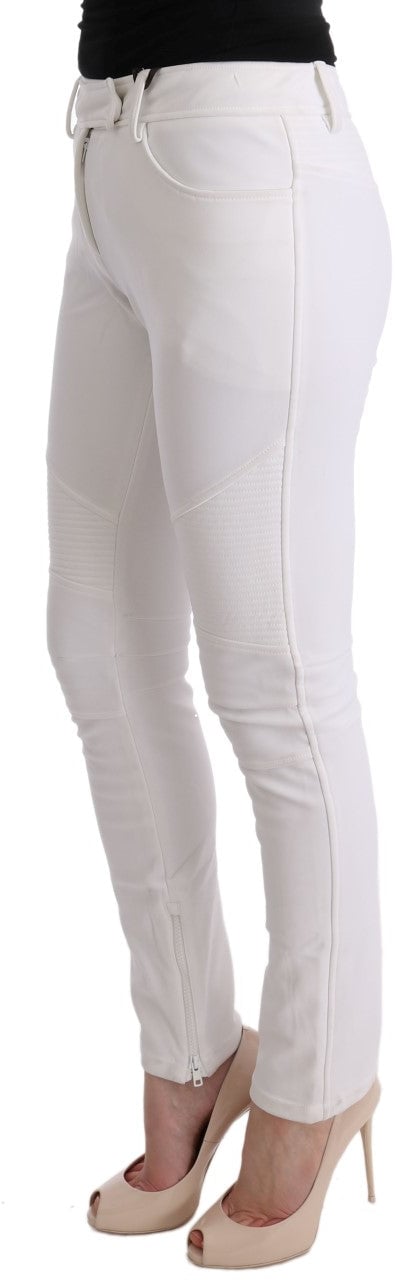 Ermanno Scervino White Cotton Slim Fit Casual Pants Wit