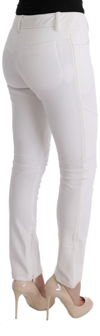 Ermanno Scervino White Cotton Slim Fit Casual Pants Wit