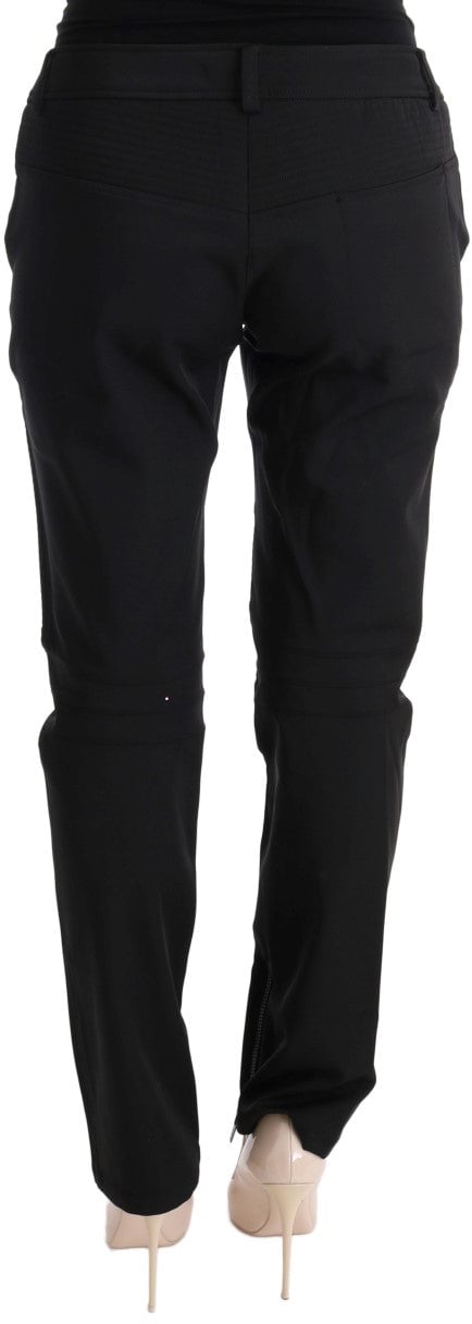 Ermanno Scervino Black Cotton Slim Fit Casual Pants Zwart