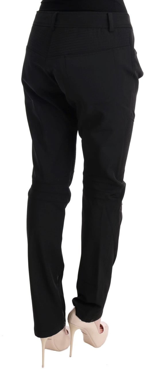 Ermanno Scervino Black Cotton Slim Fit Casual Pants Zwart