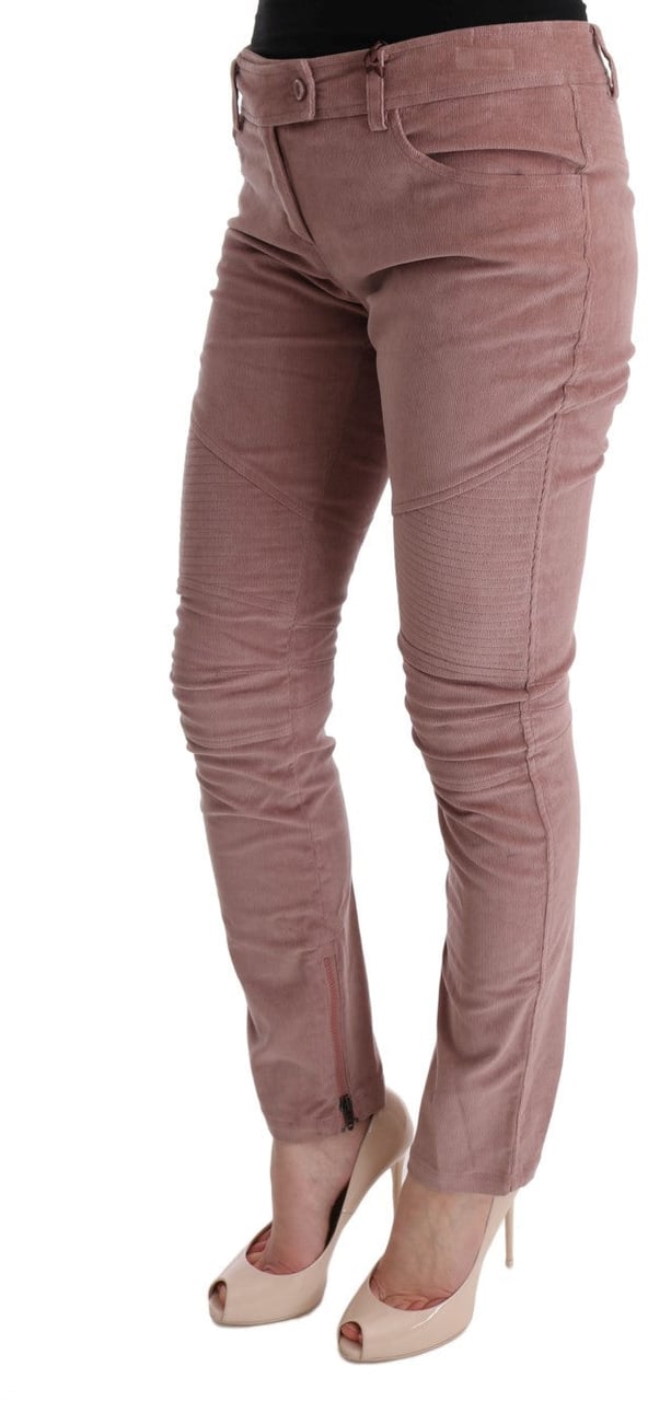 Ermanno Scervino Pink Velvet Cropped Casual Pants Roze