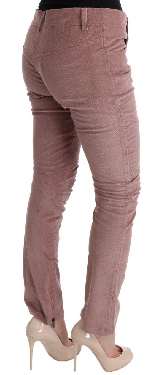 Ermanno Scervino Pink Velvet Cropped Casual Pants Roze