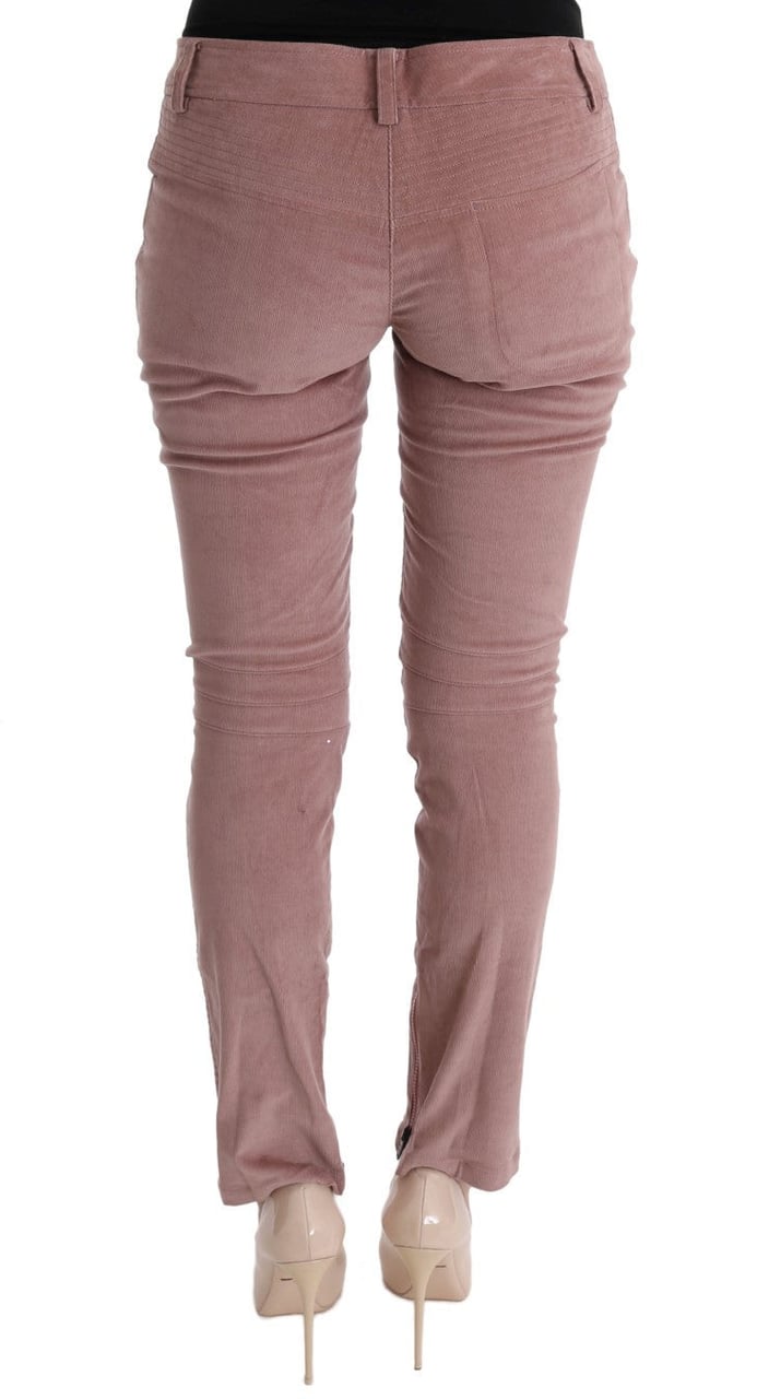 Ermanno Scervino Pink Velvet Cropped Casual Pants Roze