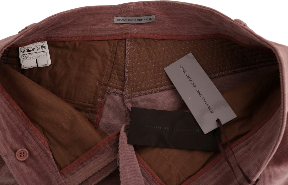 Ermanno Scervino Pink Velvet Cropped Casual Pants Roze