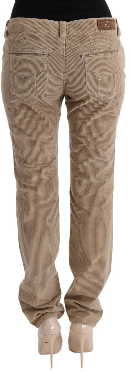 Ermanno Scervino Beige Cotton Velvet Regular Fit Pants Beige