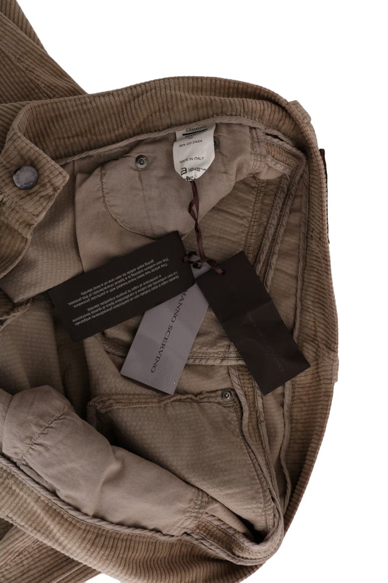 Ermanno Scervino Beige Cotton Velvet Regular Fit Pants Beige
