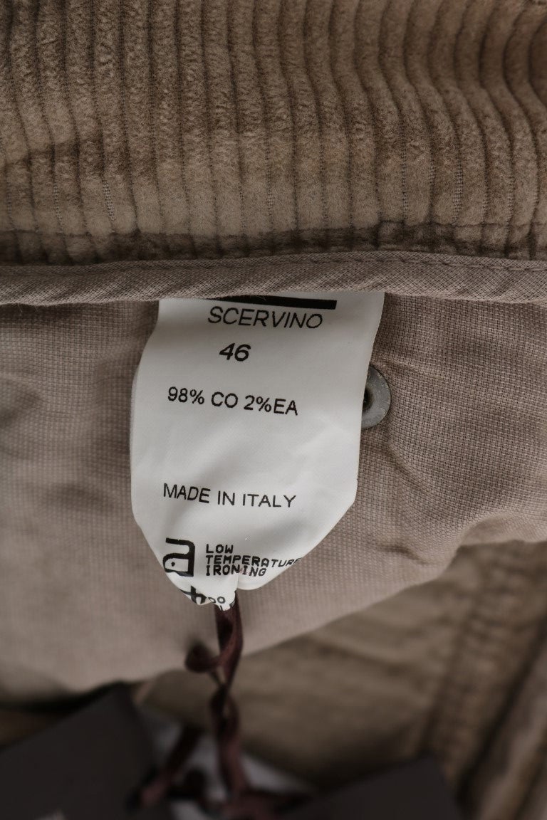 Ermanno Scervino Beige Cotton Velvet Regular Fit Pants Beige