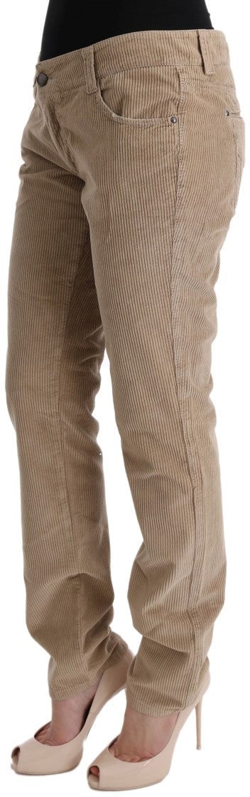 Ermanno Scervino Beige Cotton Velvet Regular Fit Pants Beige