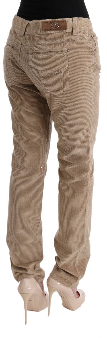Ermanno Scervino Beige Cotton Velvet Regular Fit Pants Beige