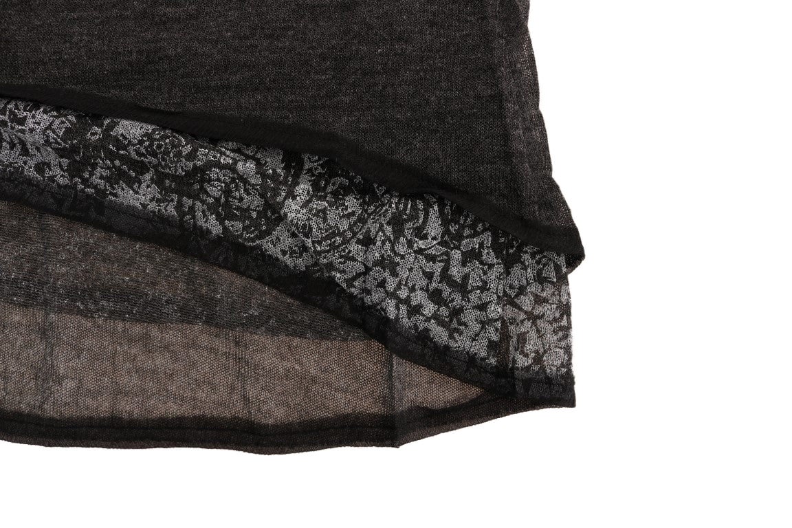 Ermanno Scervino Gray Wool Lace Top Long Sleeved T-shirt Paars