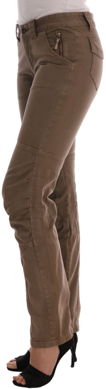 Ermanno Scervino Brown Cotton Casual Slim Fit Pants Beige