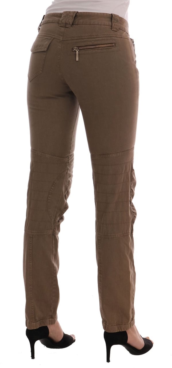 Ermanno Scervino Brown Cotton Casual Slim Fit Pants Beige