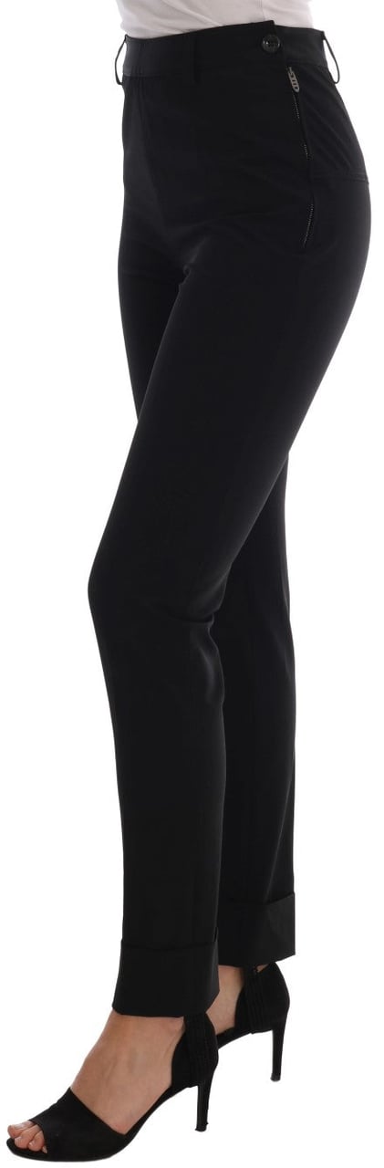 Ermanno Scervino Black Stretch Leggings Pants Zwart