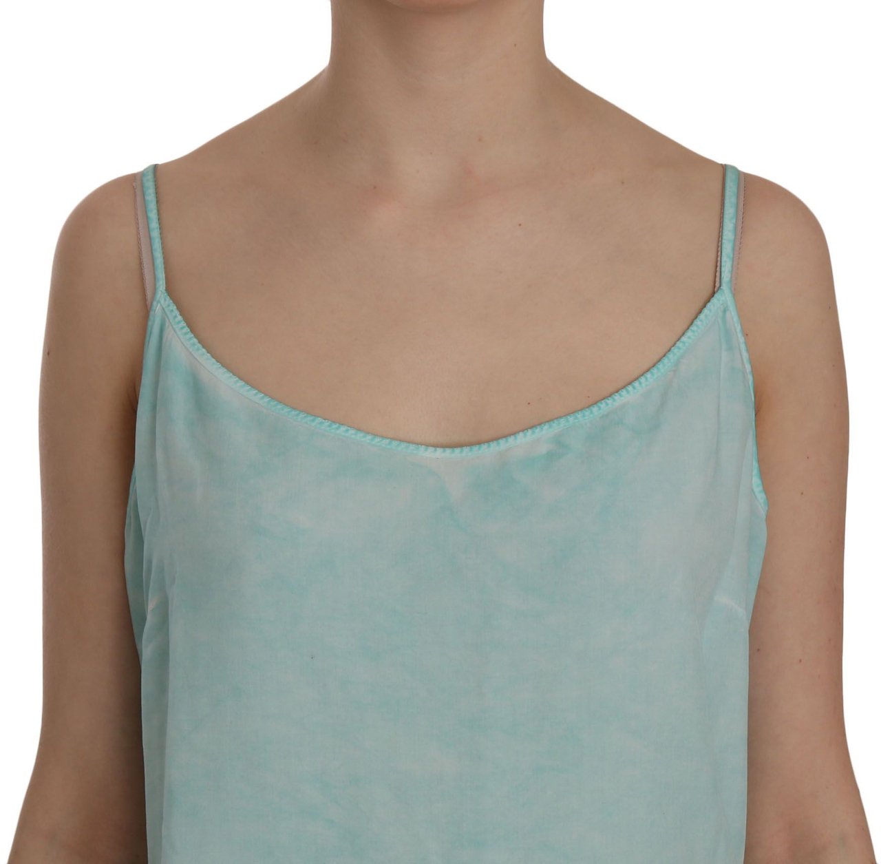Ermanno Scervino Blue Sleeveless Spaghetti Dress Blouse Blauw