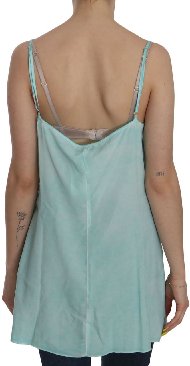 Ermanno Scervino Blue Sleeveless Spaghetti Dress Blouse Blauw