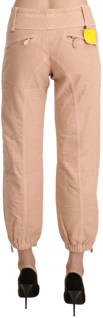 Ermanno Scervino Beige Mid Waist Cropped Cotton Trouser Pants Zwart