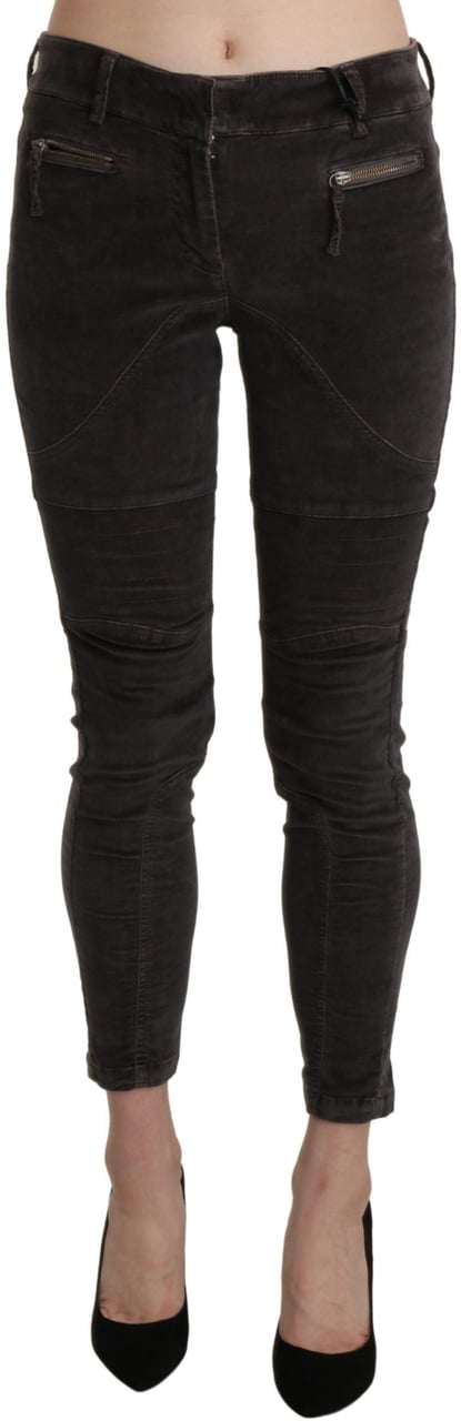 Ermanno Scervino Brown Velvet Capri Cropped Cotton Pants Zwart