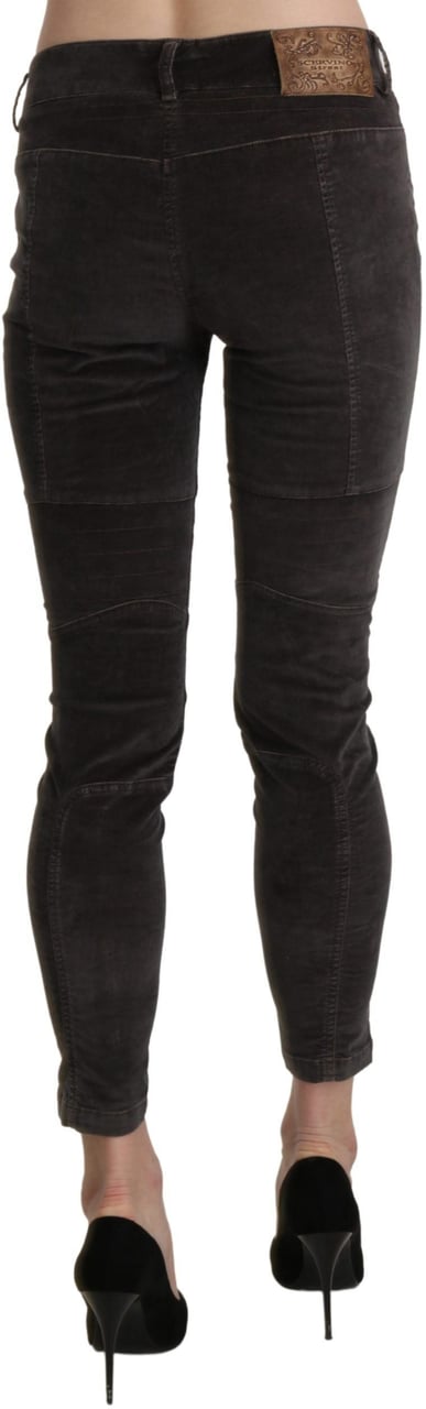 Ermanno Scervino Brown Velvet Capri Cropped Cotton Pants Zwart