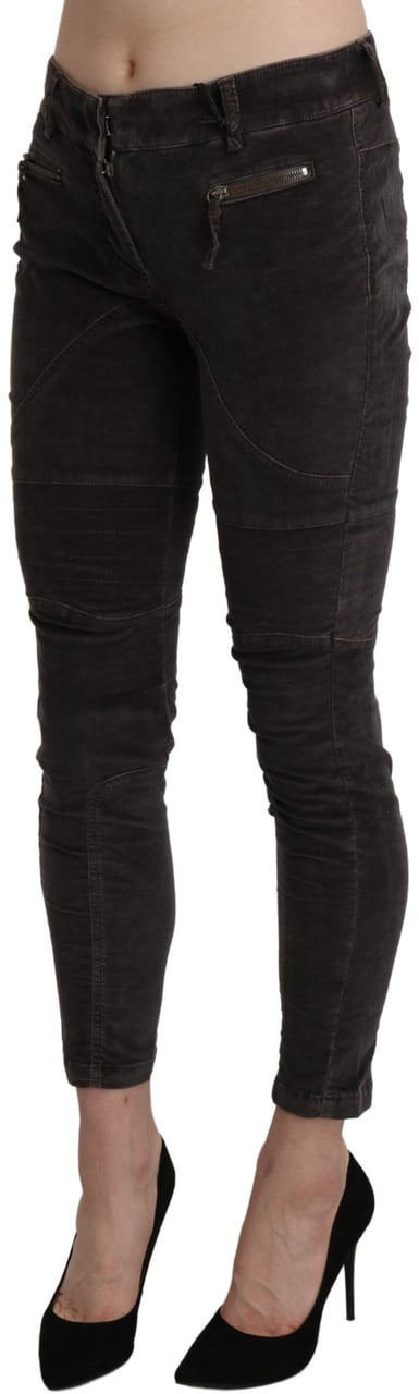 Ermanno Scervino Brown Velvet Capri Cropped Cotton Pants Zwart