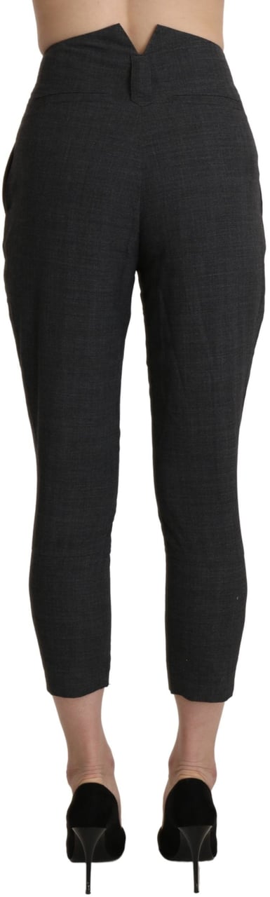 Ermanno Scervino Gray High Waist Capri Cropped Cotton Pants Zwart