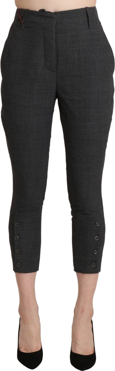 Ermanno Scervino Gray High Waist Capri Cropped Cotton Pants Zwart