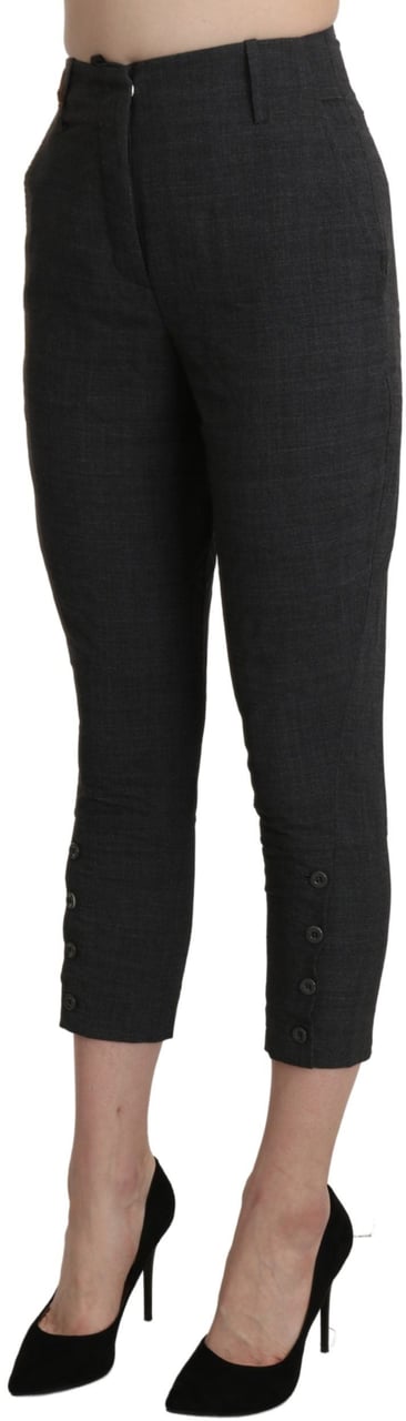 Ermanno Scervino Gray High Waist Capri Cropped Cotton Pants Zwart