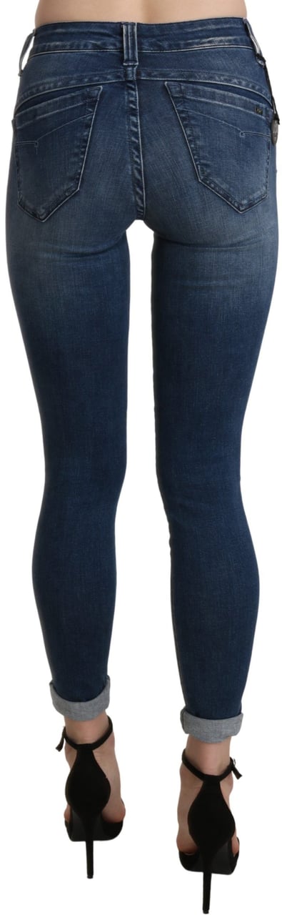 Ermanno Scervino Blue Washed High Waist Skinny Cropped Cotton Jeans Blauw