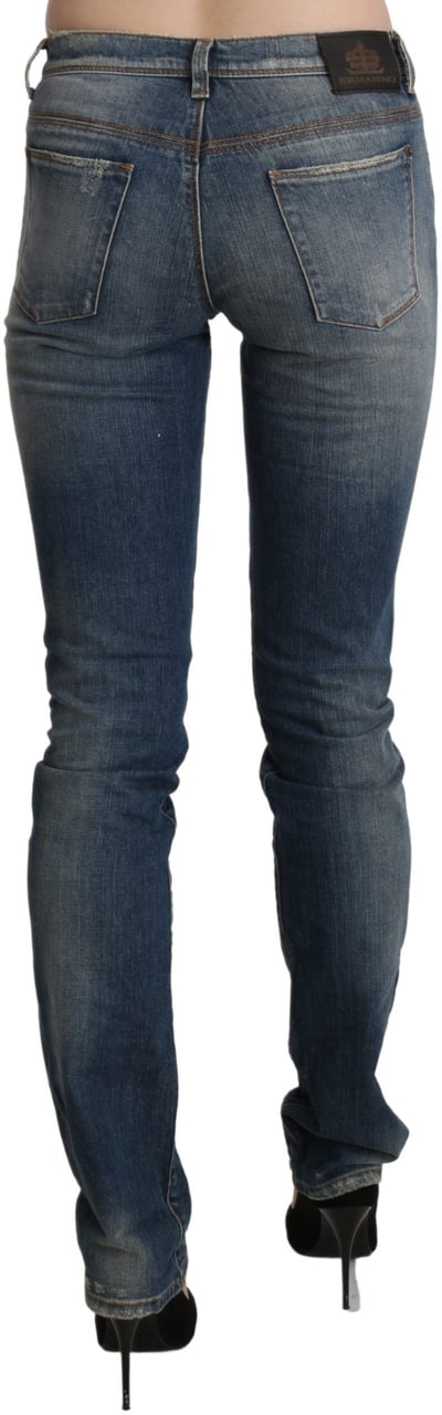 Ermanno Scervino Blue Washed Mid Waist Skinny Denim Jeans Blauw