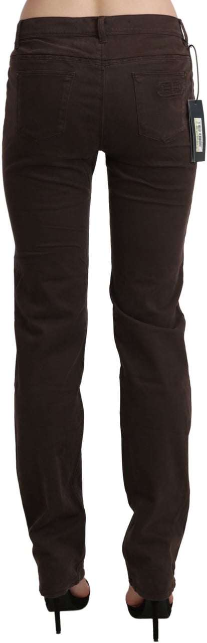 Ermanno Scervino Brown Mid Waist Skinny Slim Trouser Cotton Jeans Bruin