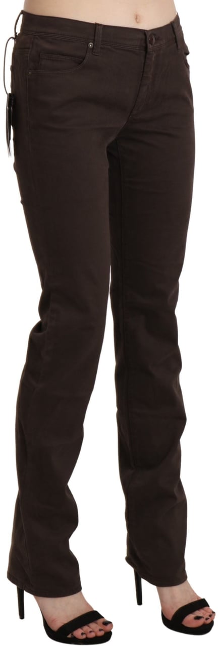 Ermanno Scervino Brown Mid Waist Skinny Slim Trouser Cotton Jeans Bruin