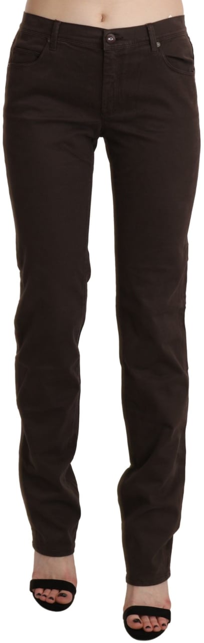 Ermanno Scervino Brown Mid Waist Skinny Slim Trouser Cotton Jeans Bruin
