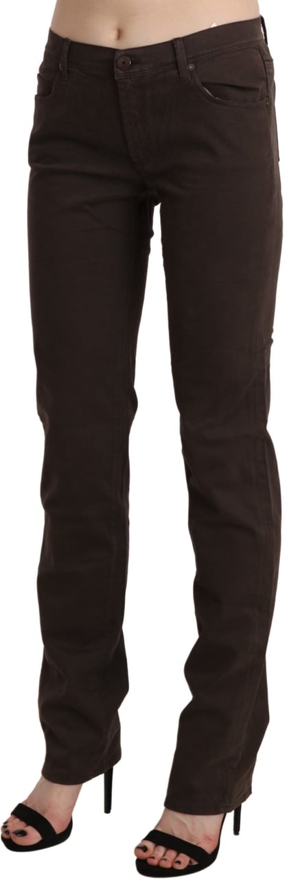 Ermanno Scervino Brown Mid Waist Skinny Slim Trouser Cotton Jeans Bruin