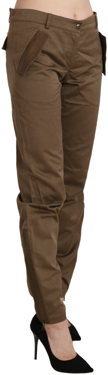 Ermanno Scervino Brown Mid Waist Straight Cotton Pants Bruin