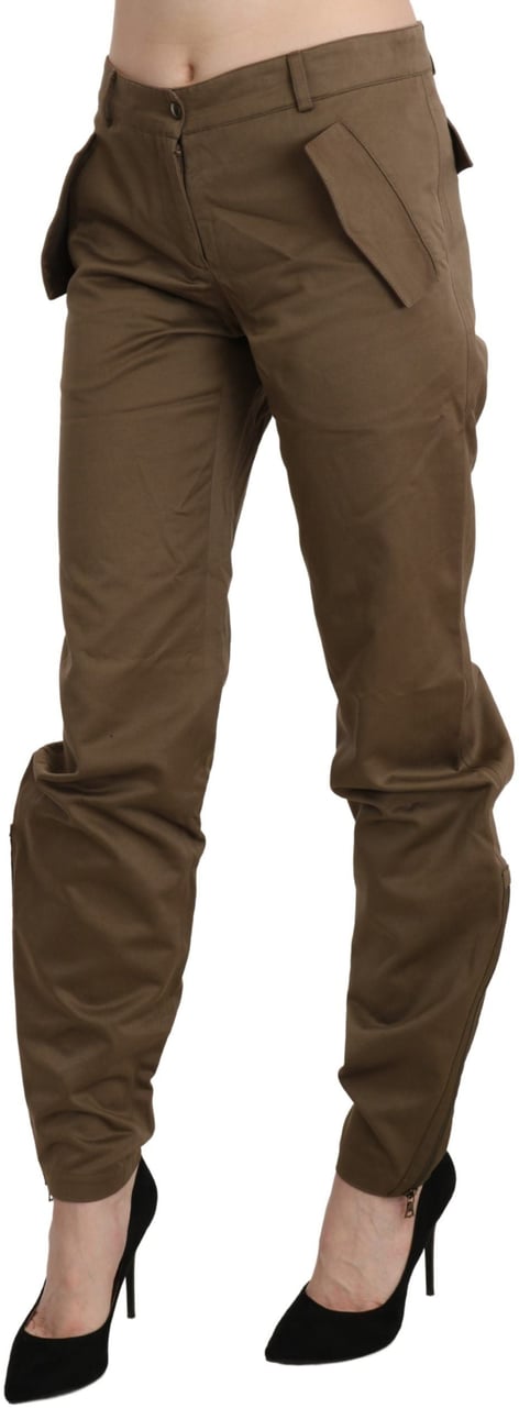 Ermanno Scervino Brown Mid Waist Straight Cotton Pants Bruin