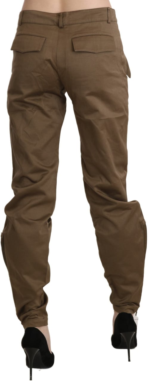 Ermanno Scervino Brown Mid Waist Straight Cotton Pants Bruin
