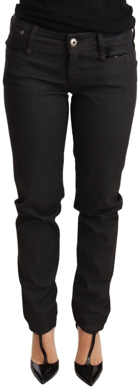 Ermanno Scervino Black Low Waist Skinny Slim Trouser Cotton Jeans Zwart
