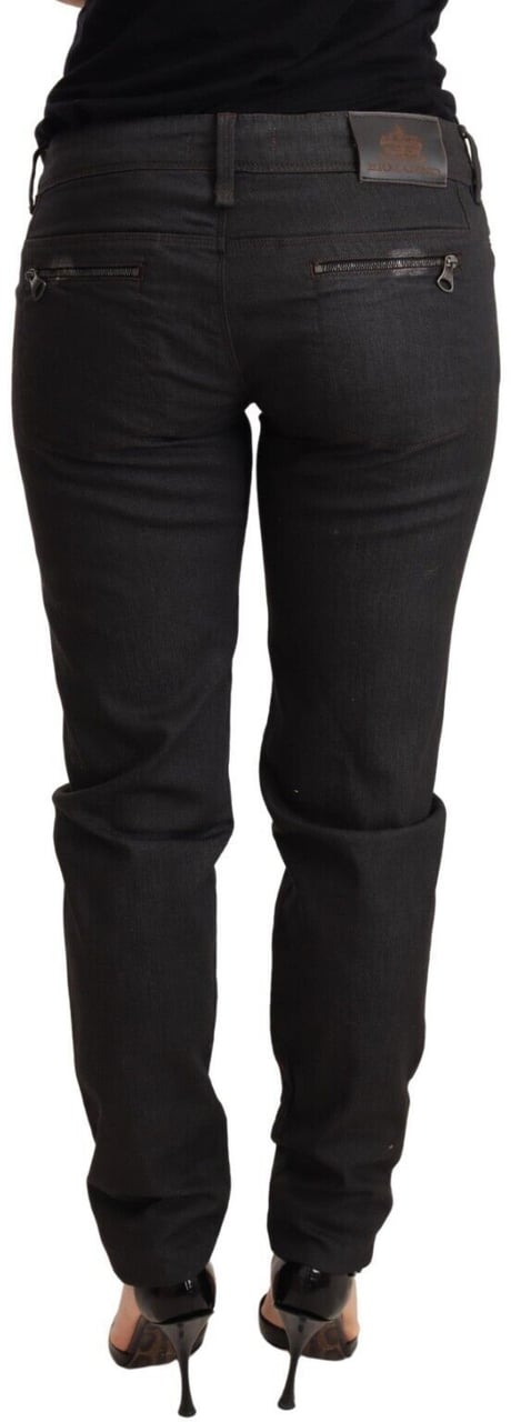 Ermanno Scervino Black Low Waist Skinny Slim Trouser Cotton Jeans Zwart