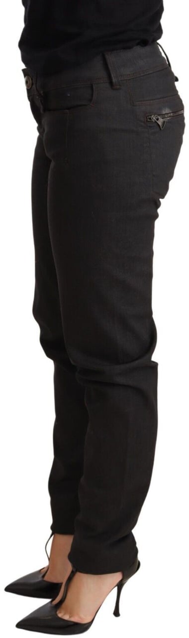 Ermanno Scervino Black Low Waist Skinny Slim Trouser Cotton Jeans Zwart