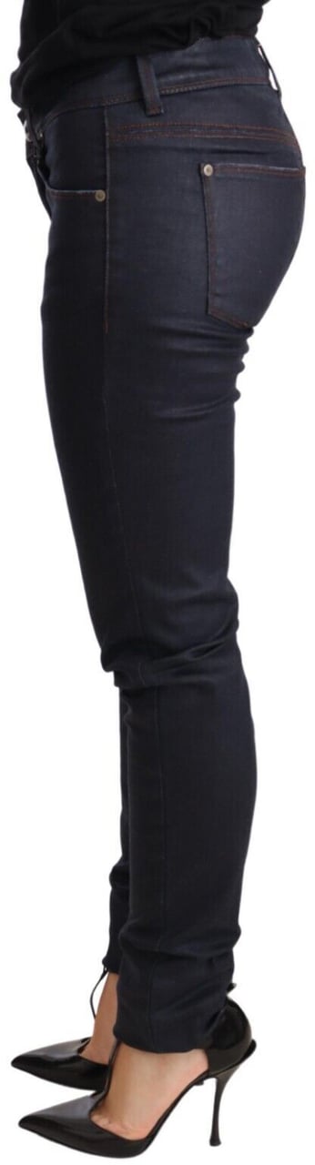 Ermanno Scervino Blue Low Waist Skinny Slim Trouser Cotton Jeans Blauw