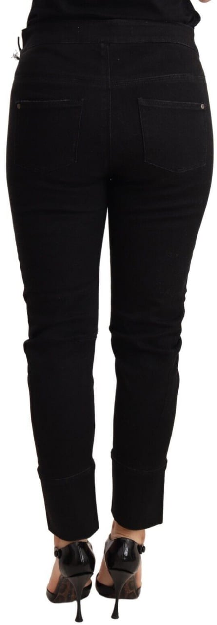 Ermanno Scervino Black Low Waist Skinny Slim Trouser Cotton Jeans Zwart