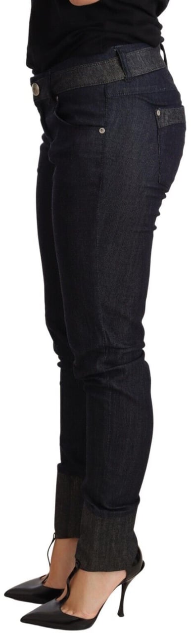 Ermanno Scervino Blue Skinny Folded Hem Denim Trouser Cotton Jeans Blauw