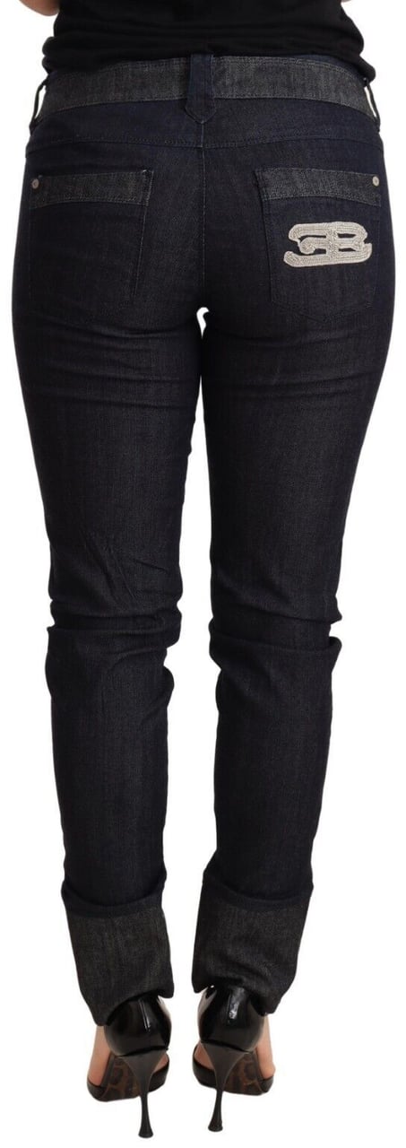 Ermanno Scervino Blue Skinny Folded Hem Denim Trouser Cotton Jeans Blauw