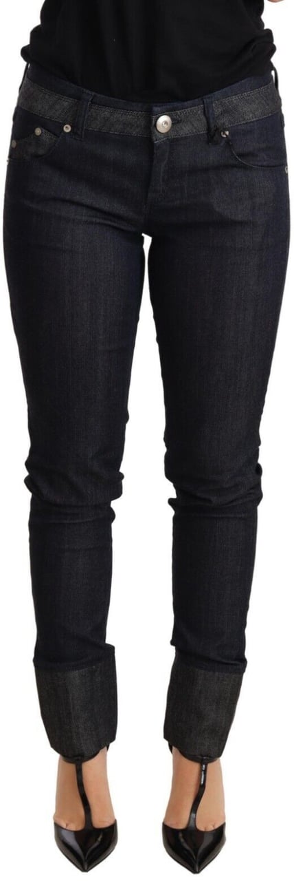 Ermanno Scervino Blue Skinny Folded Hem Denim Trouser Cotton Jeans Blauw