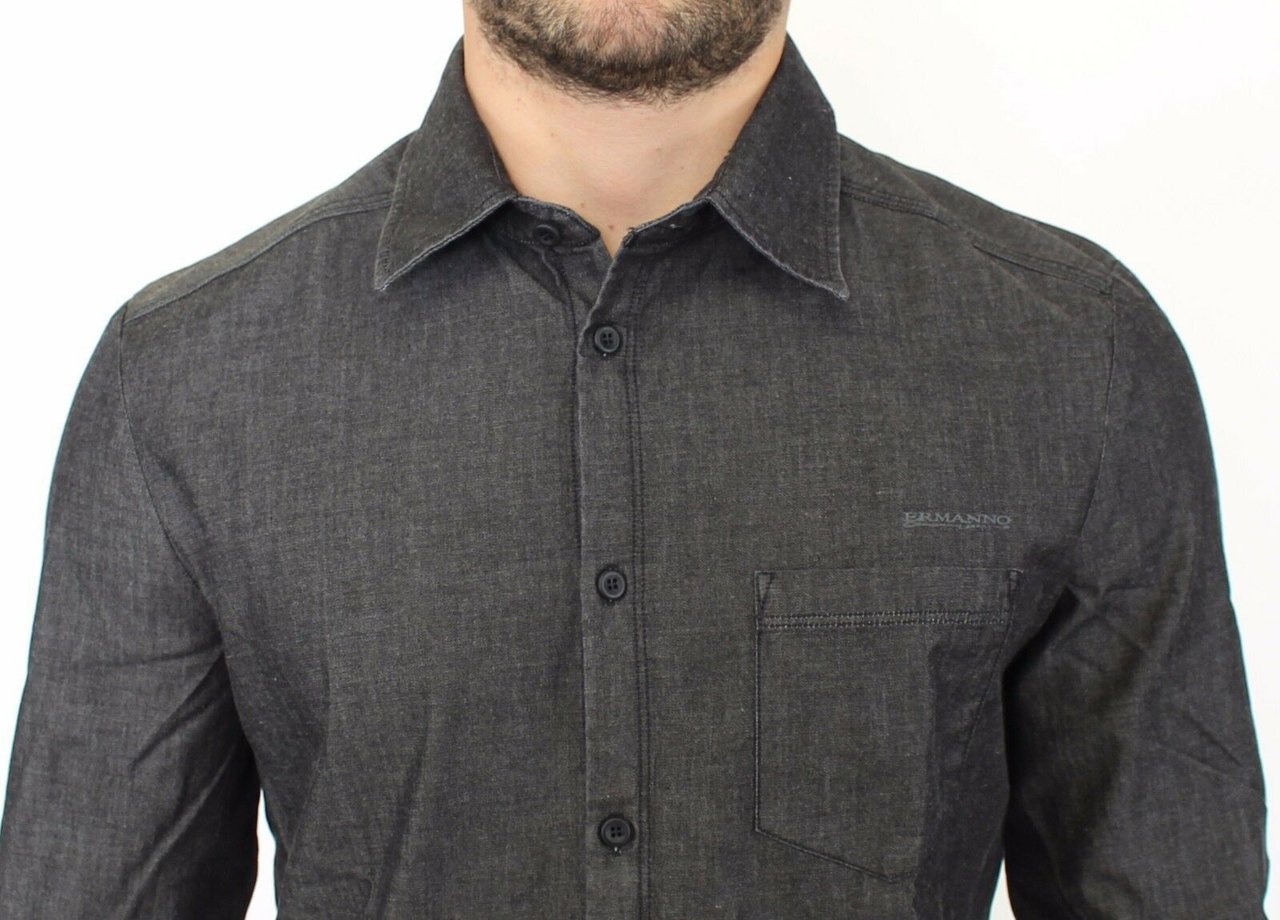 Ermanno Scervino Denim Jeans Cotton Casual Gray Stretch Shirt Grijs