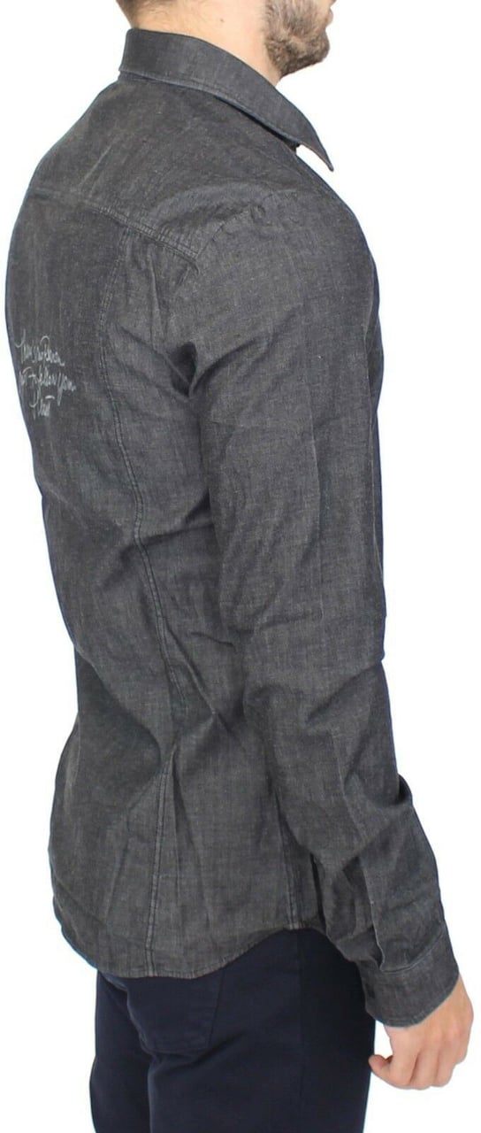 Ermanno Scervino Denim Jeans Cotton Casual Gray Stretch Shirt Grijs