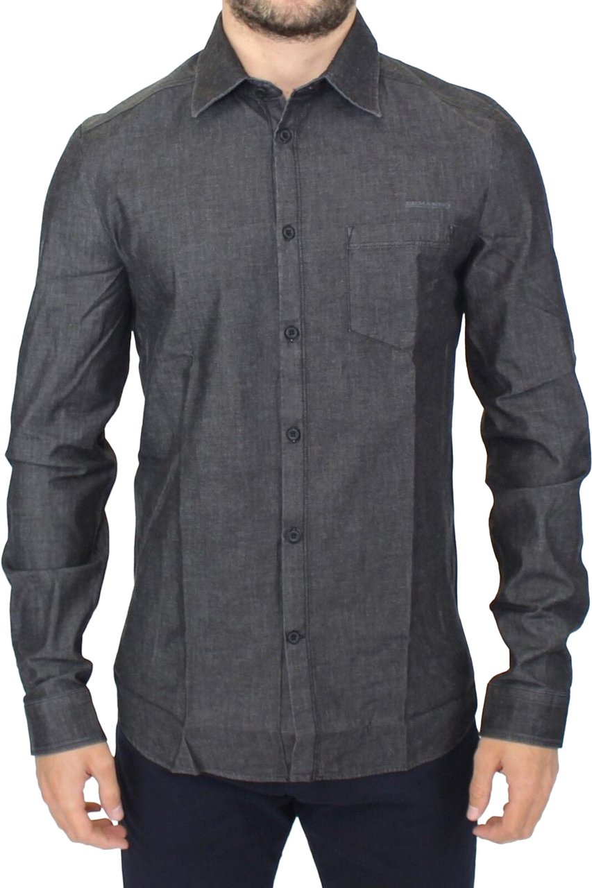 Ermanno Scervino Denim Jeans Cotton Casual Gray Stretch Shirt Grijs