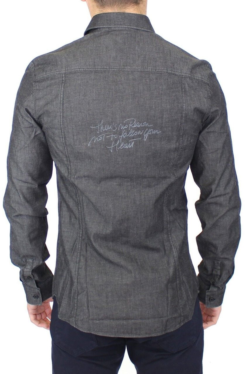 Ermanno Scervino Denim Jeans Cotton Casual Gray Stretch Shirt Grijs